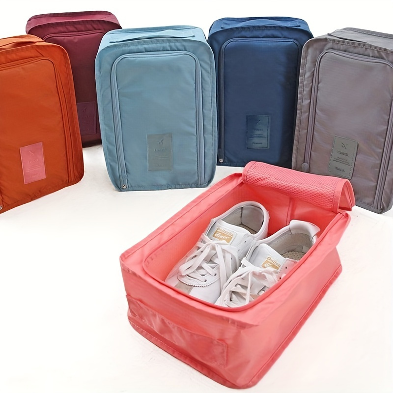 

1pc Portable Folding Shoe Bag With Handle, Travel Organizer, Beach Tour Shoe Pouch, Multi-functional Storage For Footwear - Assorted Colors