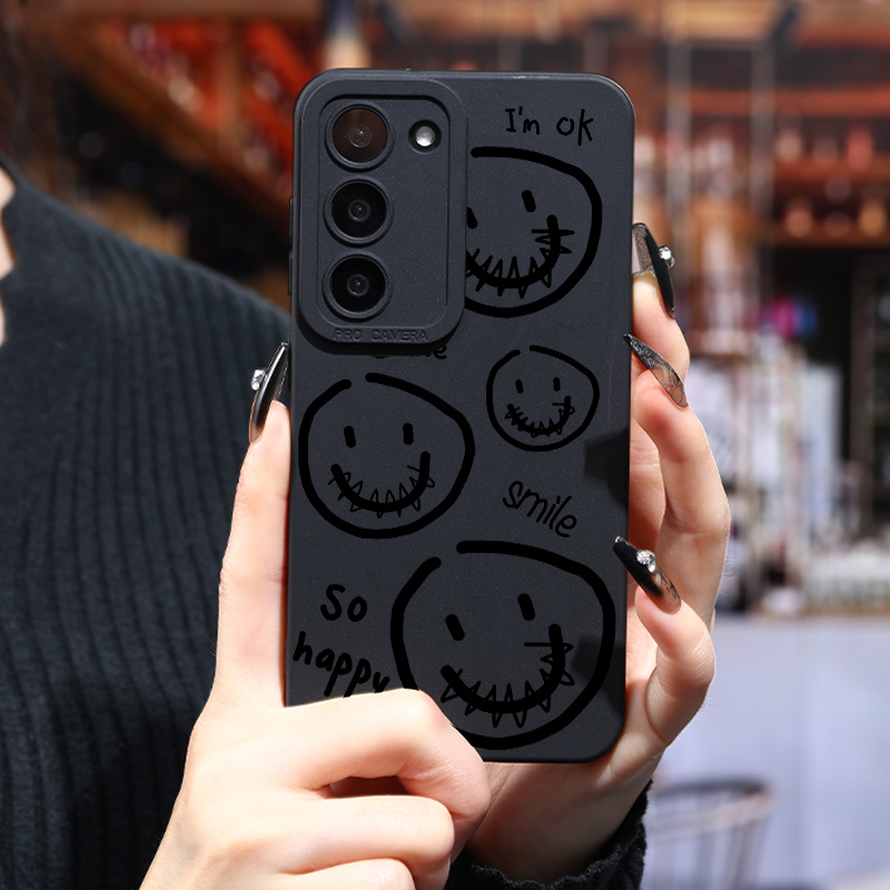

Luxury Happy Face Phone Protective Case For Samsung Galaxy S24 Ultra S23 Plus S22 + S21 S20 Fe S10 A72 A54 5g A53 A52 A52s A15 A14 A13 A12 A22 A21s A51 A33 A32 A23 5g Gt2 Silicone Matte Cell Soft Case