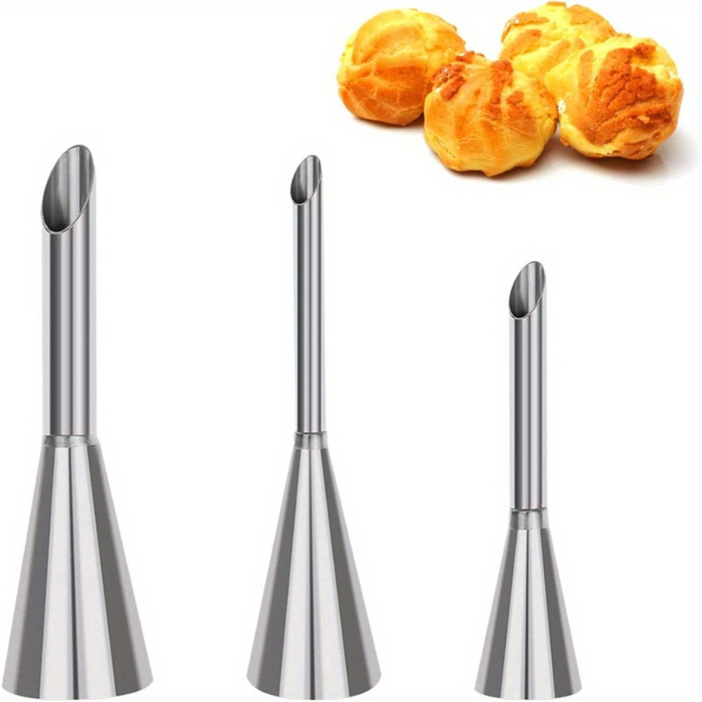 

Stainless Steel Puff Mouth, Large, Medium And Small Puff Decorating Mouth, Cake Cream Flower Mouth Baking Tool Cleaning Brush Decorating Bag