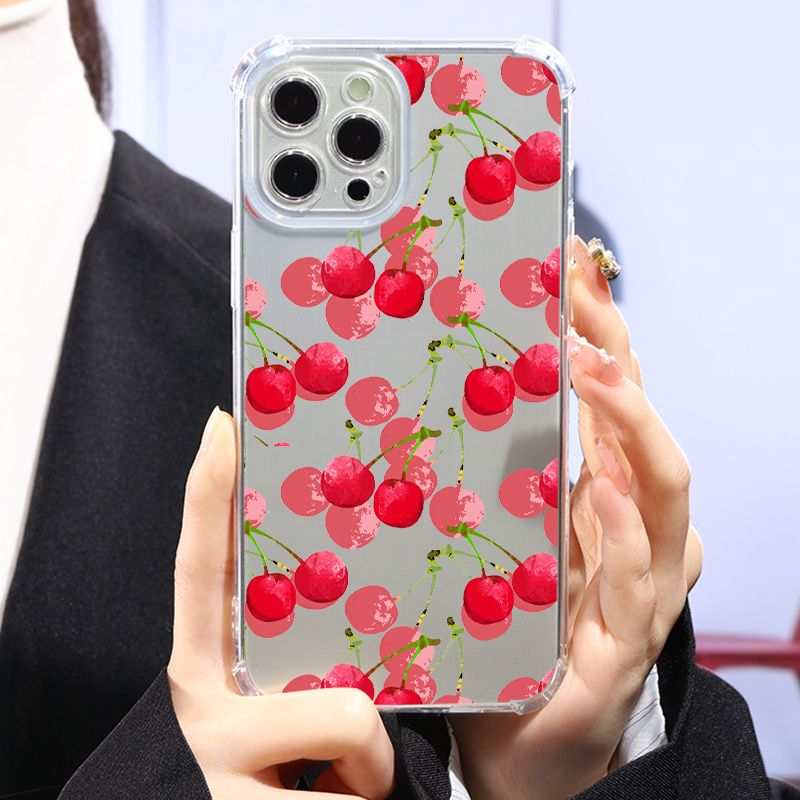 

premium Silicone" Cherry Blossom Luxury Shockproof Clear Silicone Case For Iphone 11/12/13/14/15, Pro Max, X/xs Max/xr, 6/6s/7/8 Plus - Soft Air Cushion Protection Bumper Cover