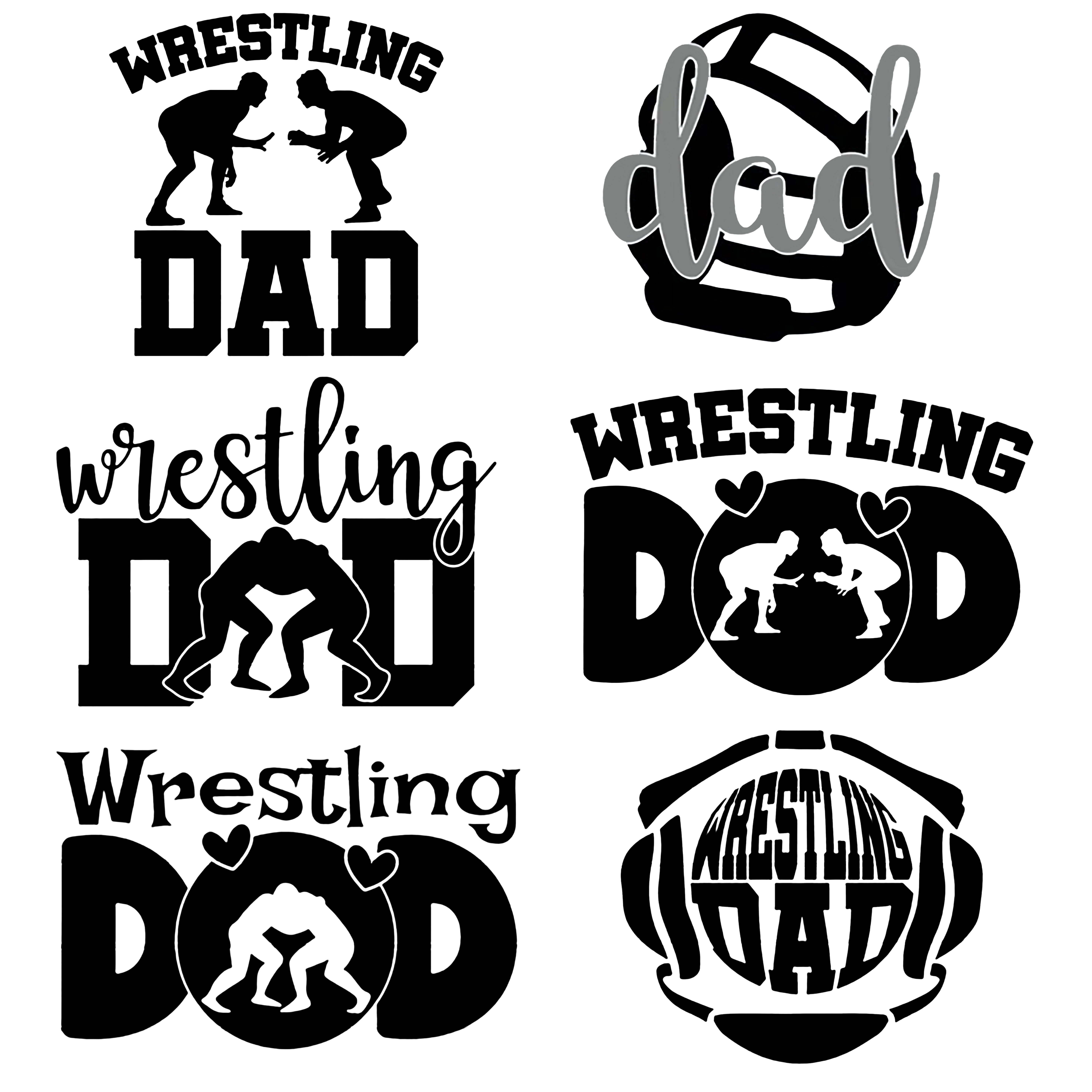 

Wrestling Dad Heat Transfer Stickers, 6 Sheets/set - Diy Decals For T-shirts, Masks, Jeans, Backpacks, Hats, Pillows - , Washable Polyester Designs In Mixed Colors, Style, Pillow