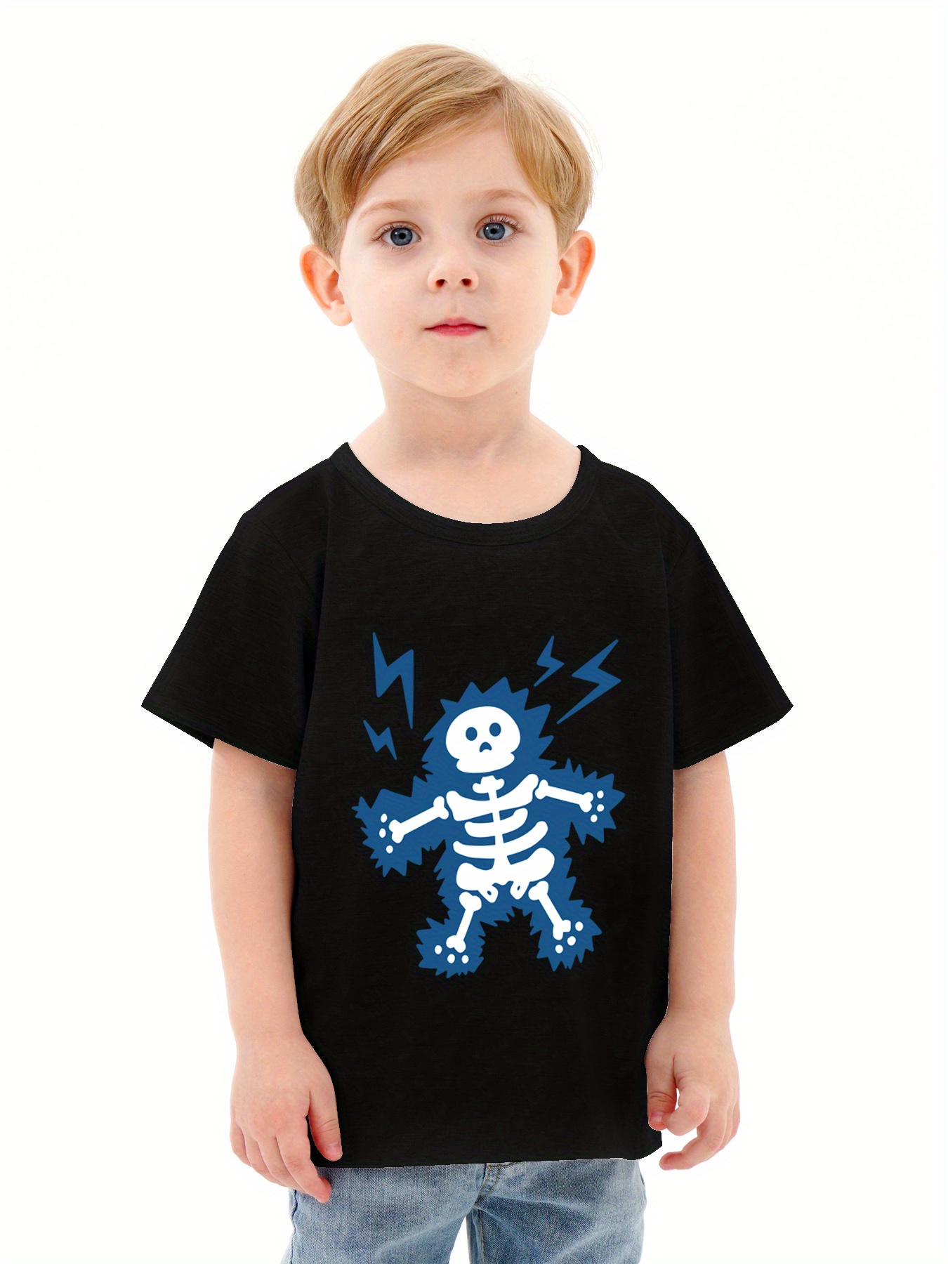 t shirt creativa ragazzi stampa scheletro halloween Temu Italy