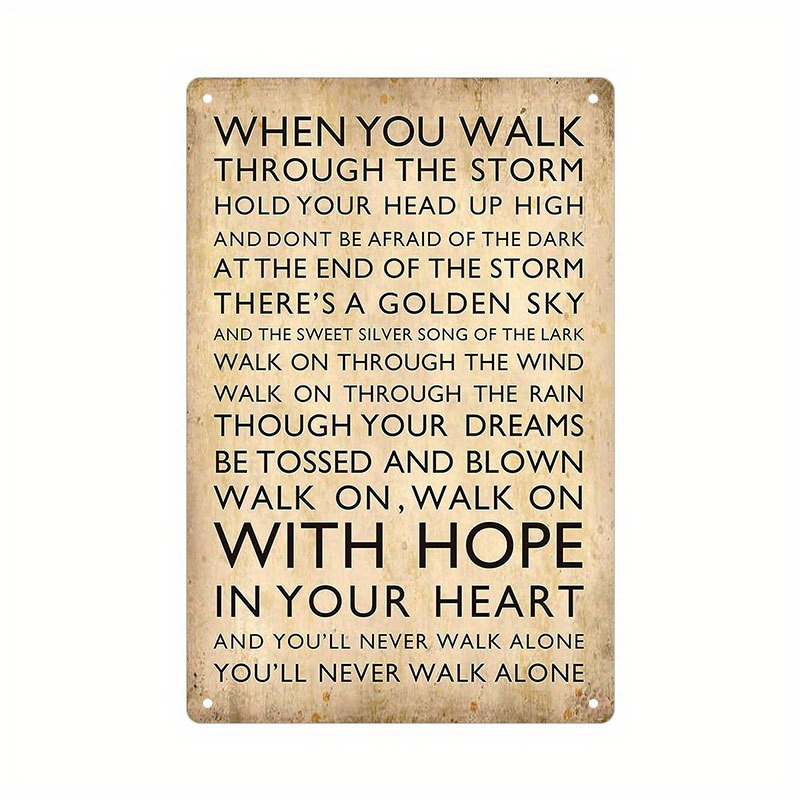 

1pc, Storm Wind Never Walk Alone Metal Wall Tin Sign, Vintage Style 8x12inch Decor, Retro Metal Tin Sign, Home Wall Art Decor