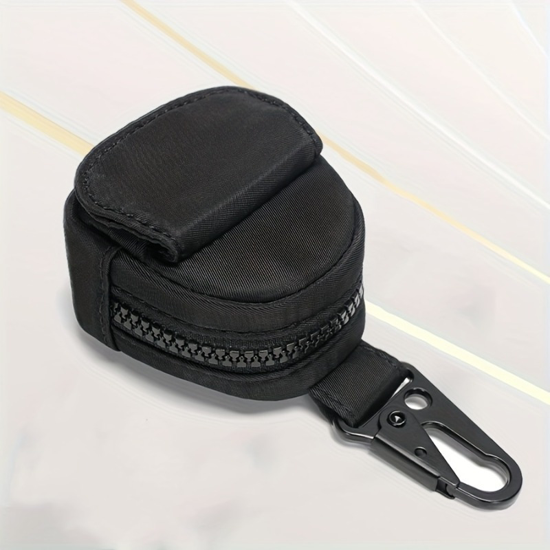 

1pc Black Polyester Fiber Outdoor Casual Headset Storage Bag, Portable Wallet With Hanging Waist Clip For Men And Women, Headphone Carrying Case