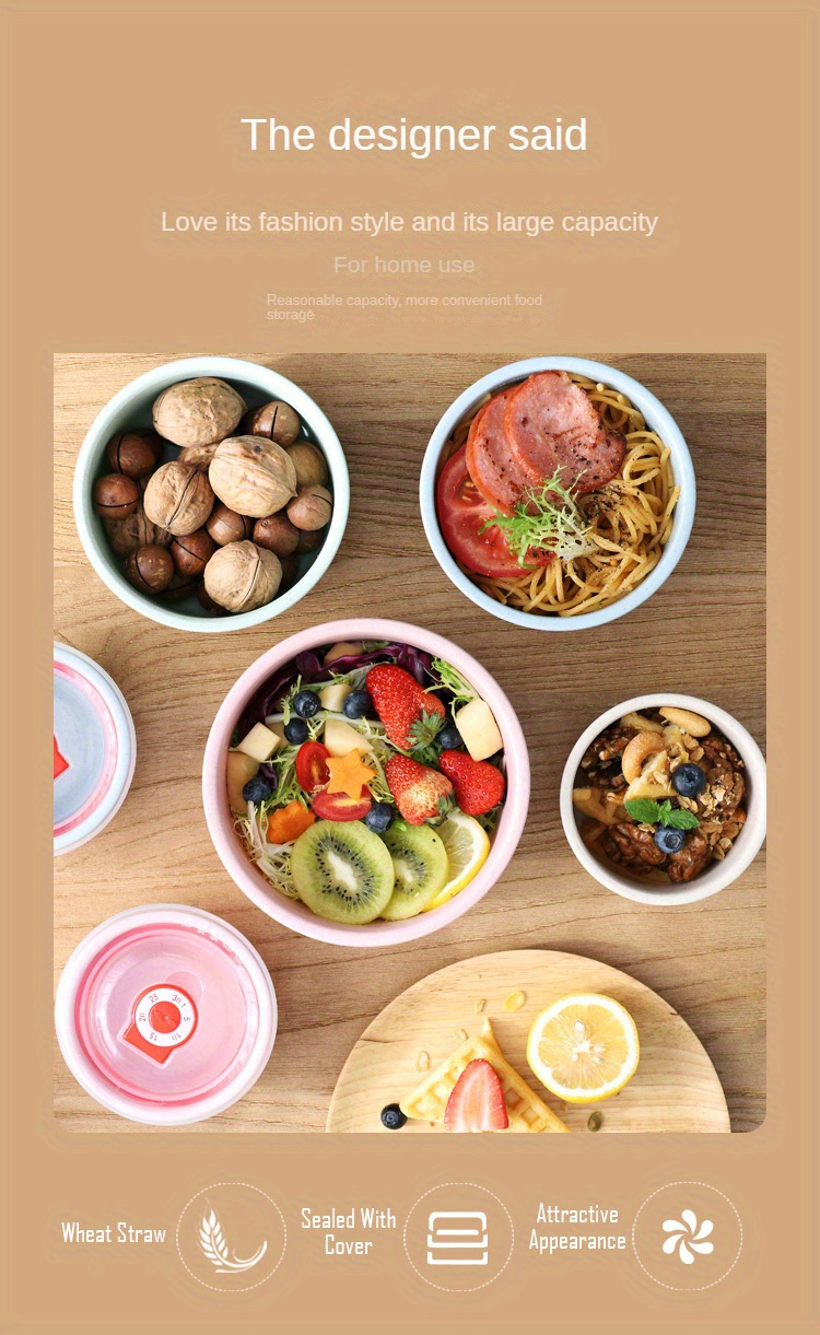 3pcs round bento boxes airtight food storage containers lunch box set plastic manual fresh keeping bowls hand wash no electricity needed details 2