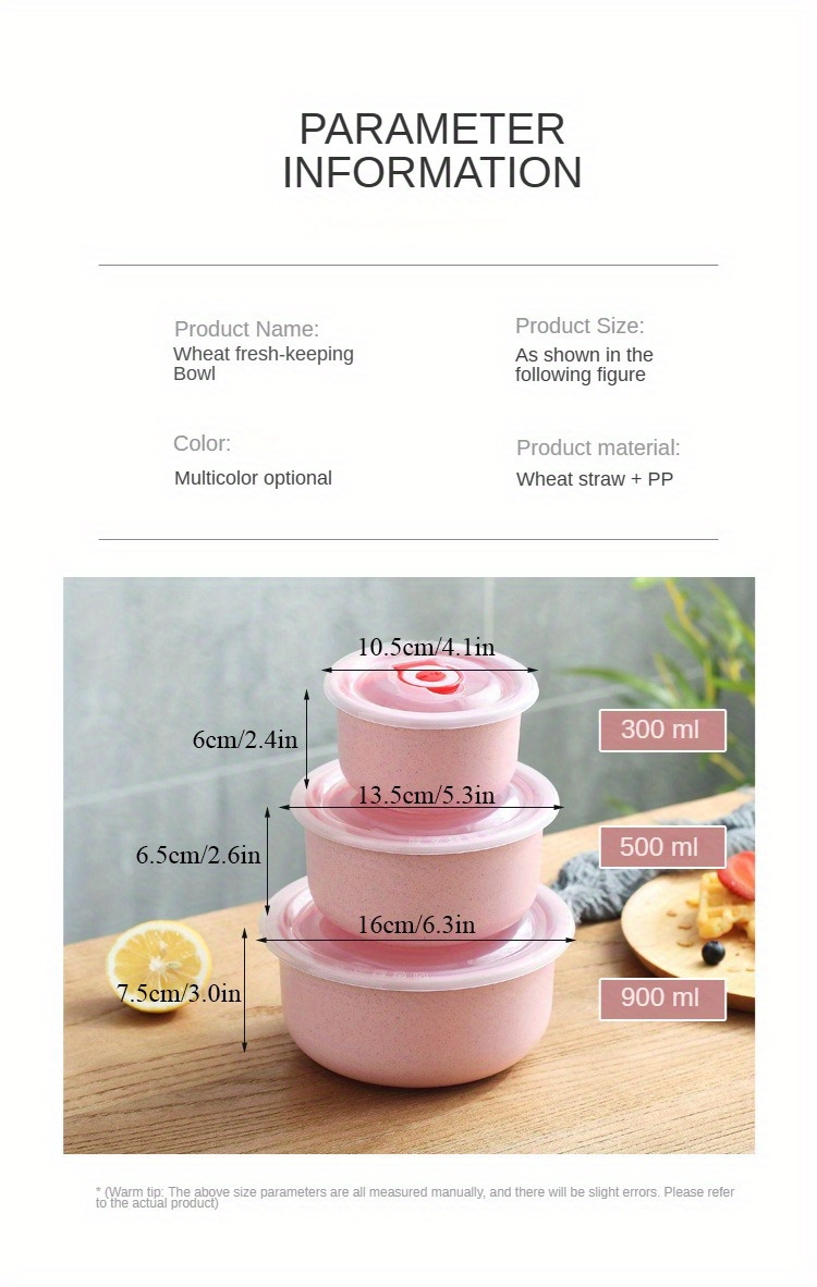 3pcs round bento boxes airtight food storage containers lunch box set plastic manual fresh keeping bowls hand wash no electricity needed details 6