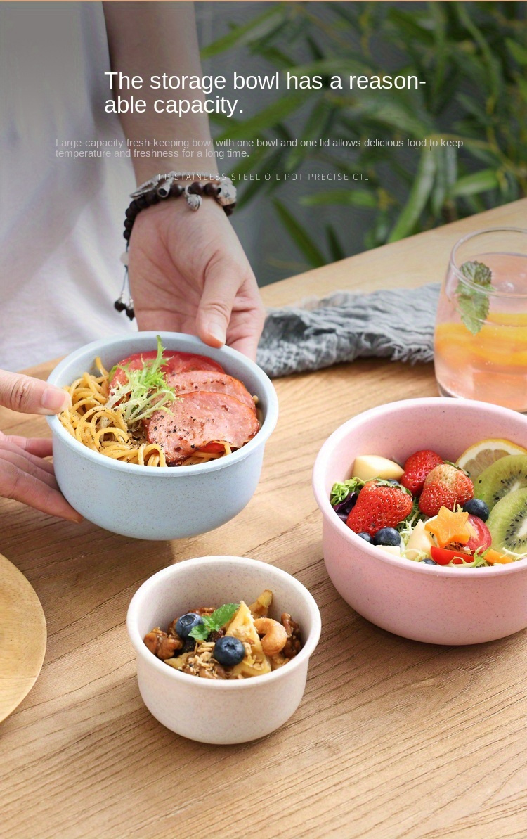 3pcs round bento boxes airtight food storage containers lunch box set plastic manual fresh keeping bowls hand wash no electricity needed details 9