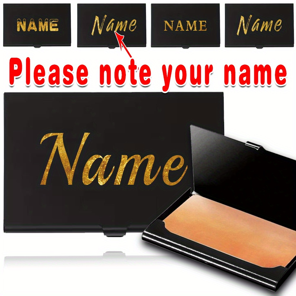 

Personalized Golden Lettering Metal Id & Credit Card Holder - Slim, , Rfid-blocking With Magnetic Closure For Business And Fashion