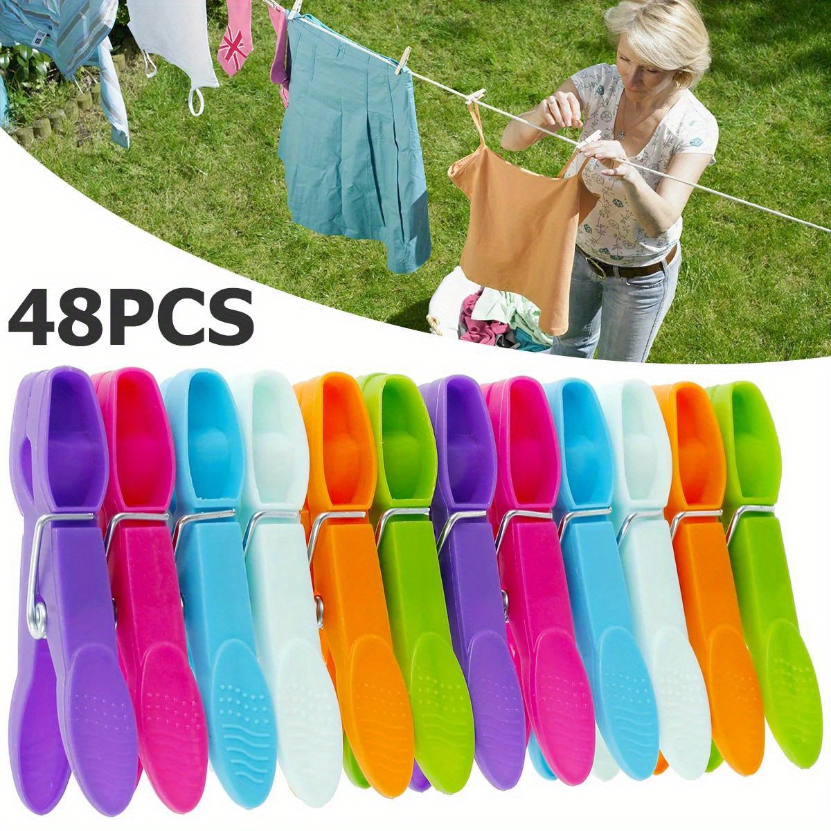 

24pcs Colorful Clothes Pegs, Strong Grip Soft Plastic Clothespins, Laundry Clips, Windproof Clothes Clips For Home & Outdoor Use