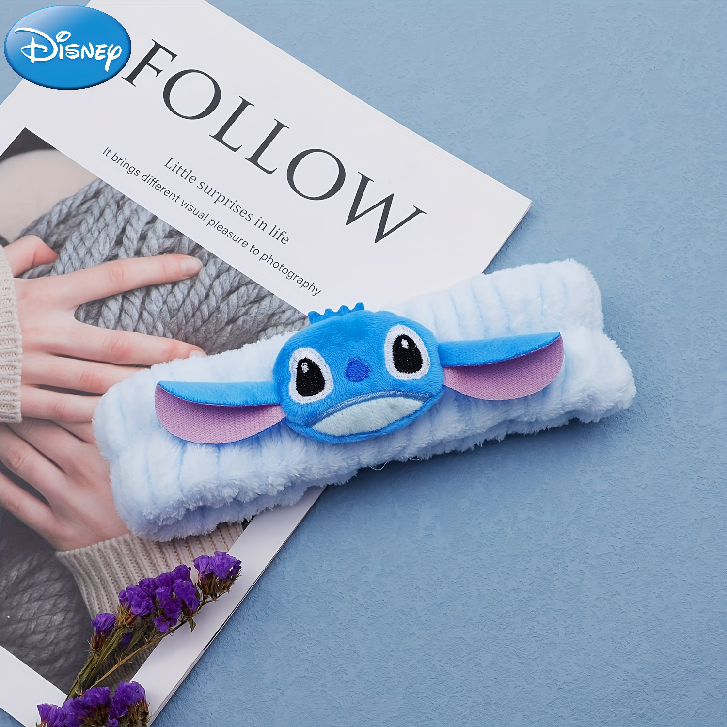 

1pc Disney Stitch Cartoon Headband Spa Makeup Headband Elastic Headwear For Washing Face Spa Skincare