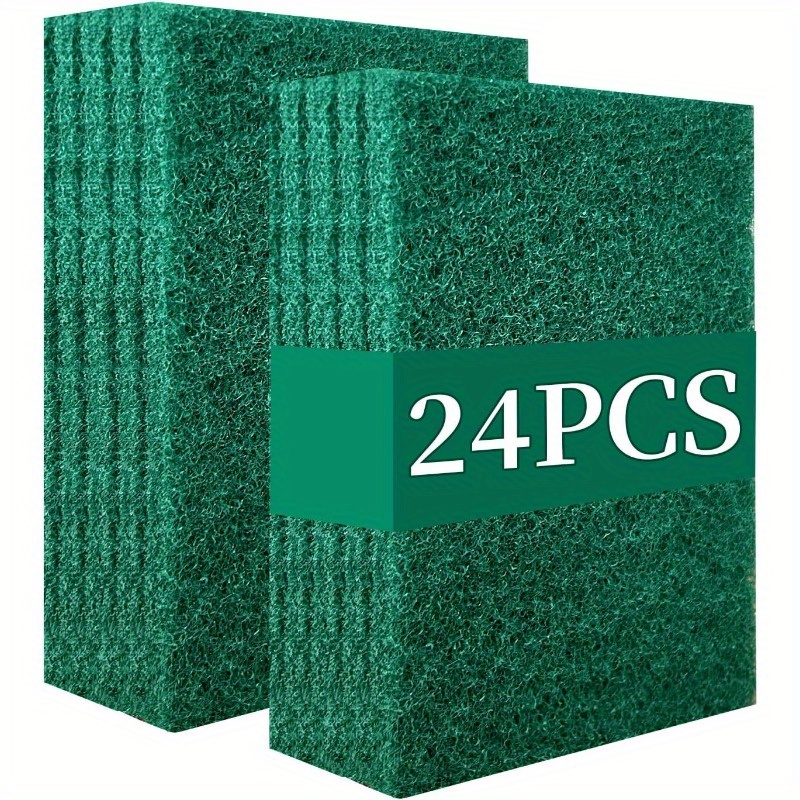 

Heavy-duty Kitchen Scrub Pads - 12/24pcs, Non-scratch & Reusable Green Sponge Dishwashing Scrubbers, Ideal For Tough Stains & Baked-on Food