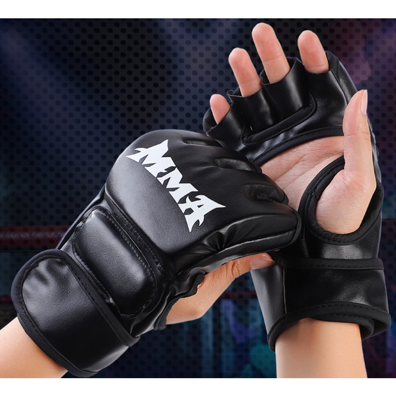 

Gants de boxe 2 pièces, ensemble de gants de boxe MMA demi-doigt, gants adultes épaissis pour l'entraînement de boxe de combat de sacs de sable