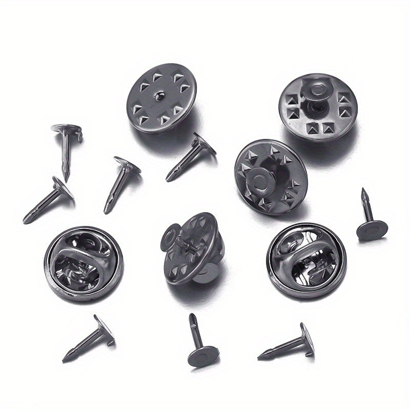 50 Set Metal Clutch Clips With Stud Kits For Jewelry Making Tie Tacks Brooch Pin Badge Back Replacements Accessories