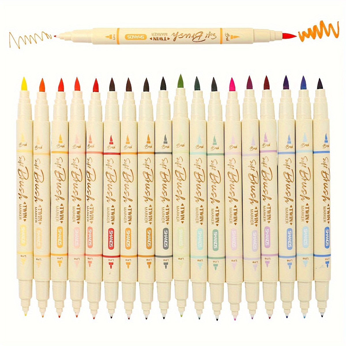 

18 Colors Dual Tip Art Marker Pens Set, Fine & Brush Point Plastic Drawing Pens For Coloring, Calligraphy, Painting, Journaling, Lettering - 3pcs Art Supplies For Adults