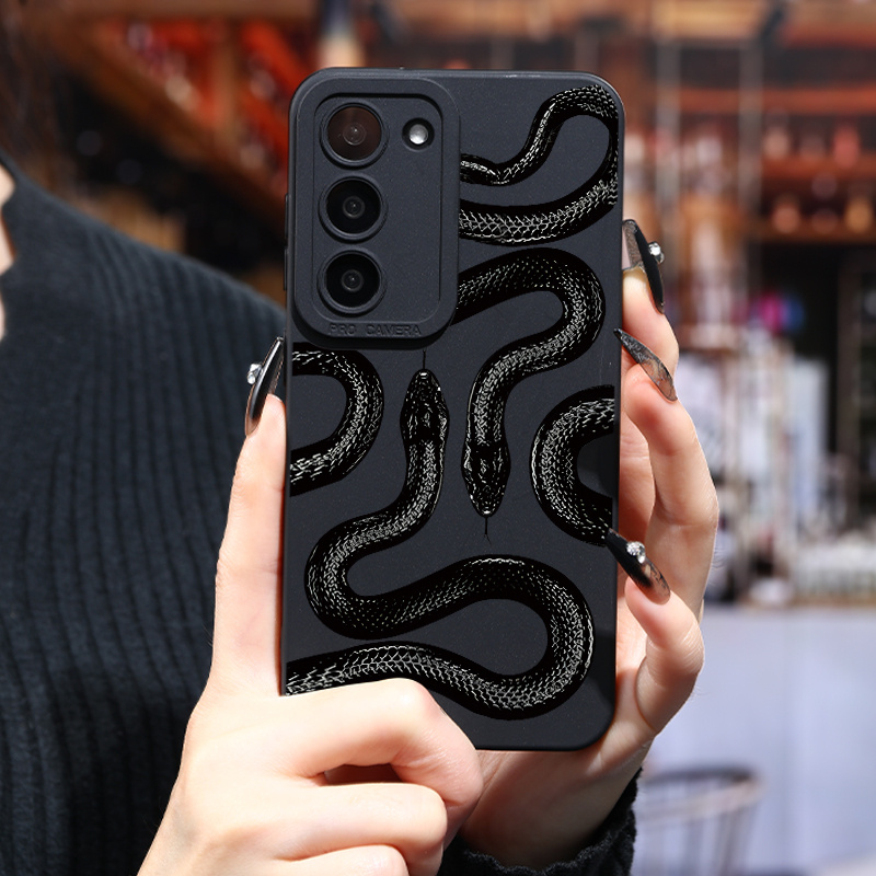 

Luxury Phone Case For Samsung Black Snake Shockproof Phone Case For Galaxy S24 Ultra S23 Plus S22 + S21 S20 Fe S10 A72 A54 5g A53 A52 A52s A51 A33 A32 A23 A22 A21s A15 A14 A13 A12