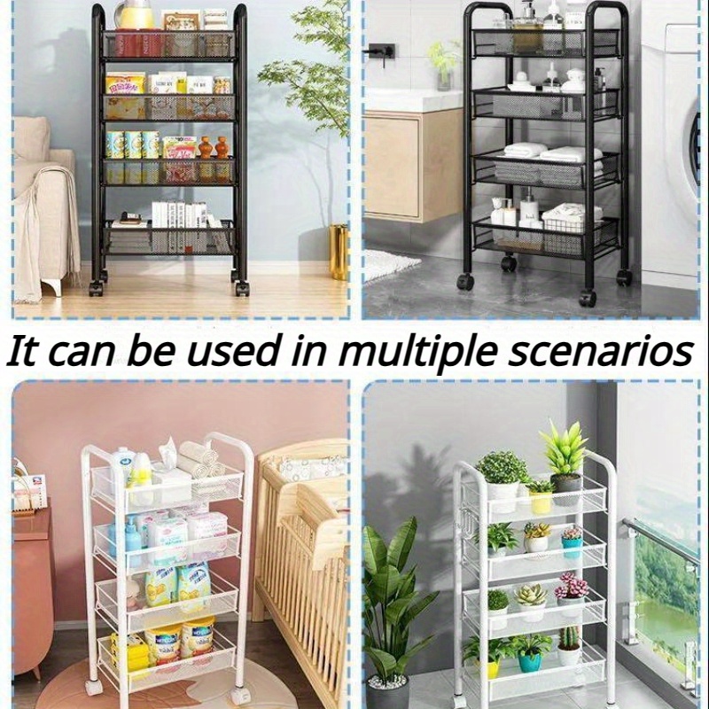 1pc practical shelves kitchen storage shelves floor to ceiling multi layer trolley storage shelves movable household items vegetable basket shelves details 0