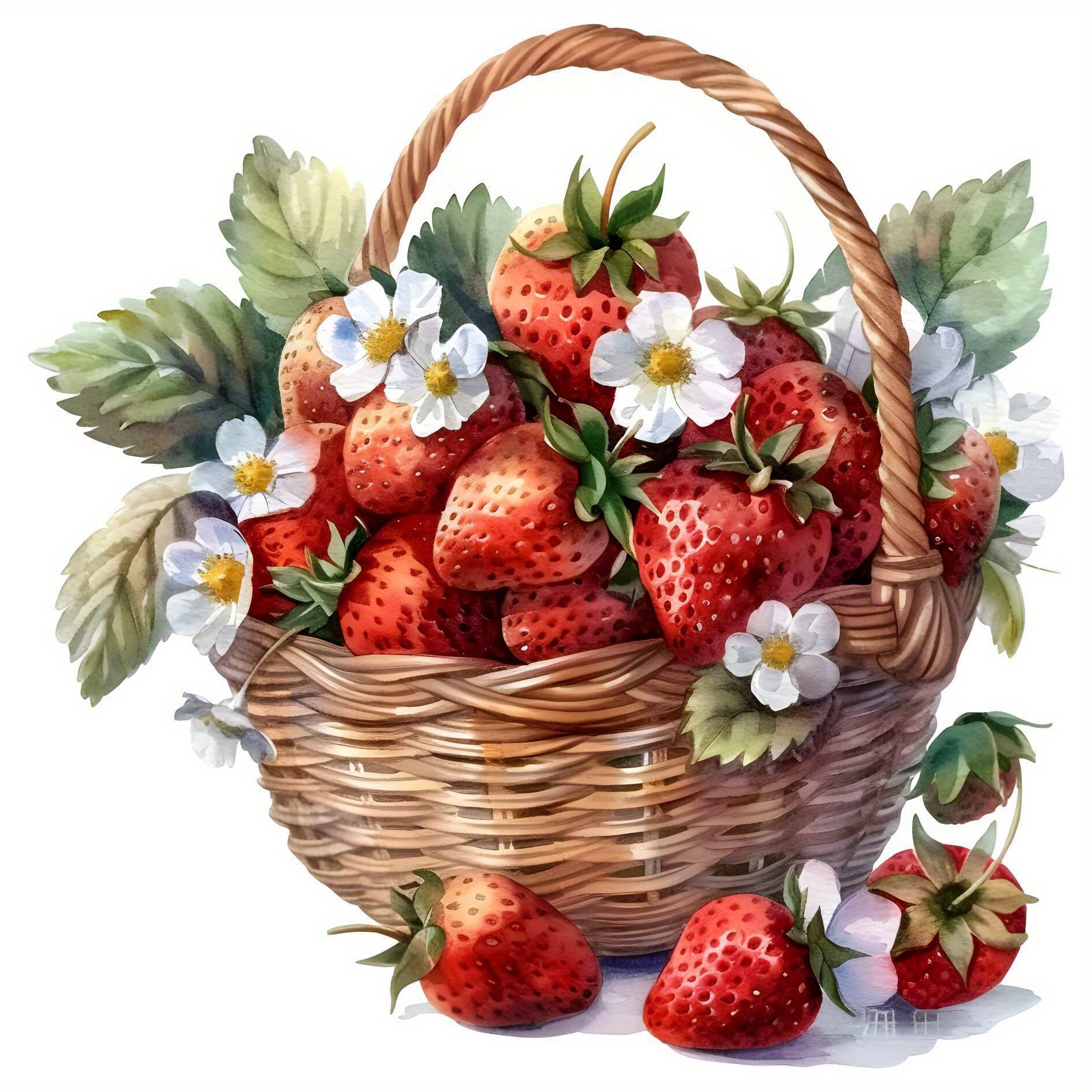 

1pc/2pcs/3pcs Watercolor Strawberry Basket Clothing Iron-on Stickers For Men, Suitable For T-shirts, Hoodies, Dresses, Jeans, Jackets