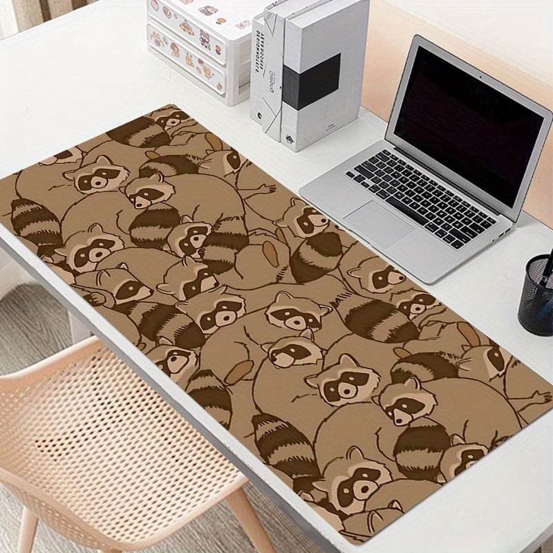 

Cute Cartoon Brown Raccoon Large Game Mouse Pad Computer Hd Desk Mat Keyboard Pad Natural Rubber Non-slip Office Mousepad Table Accessories As Gift For Boyfriend/girlfriend Size35.4x15.7in