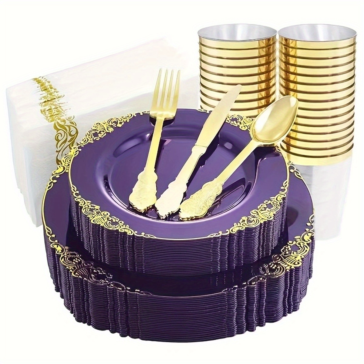golden border embossed high end tableware set details 5