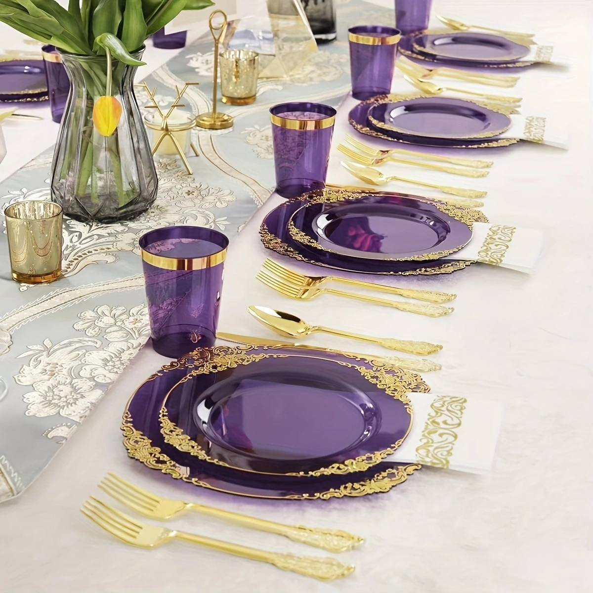 golden border embossed high end tableware set details 0