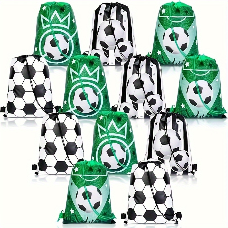 

12pcs Soccer Party Bags, Portable Soccer Party Drawstring Bag