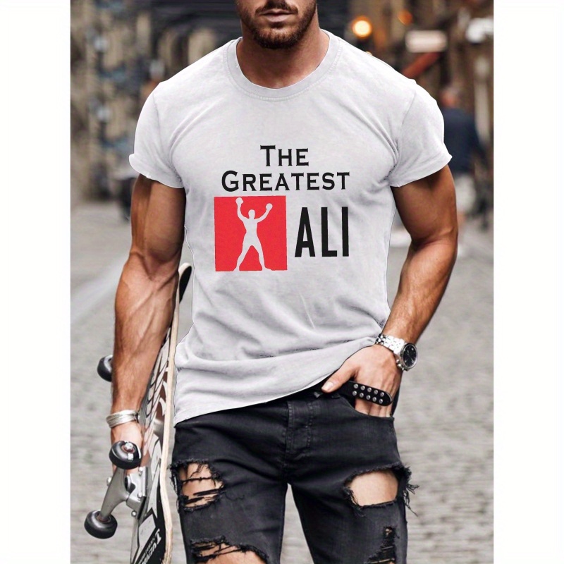

Des T-shirts À Manches Courtes Imprimés Ali Pour Hommes, Col Rond Décontracté, T-shirt Confortable Et Respirant