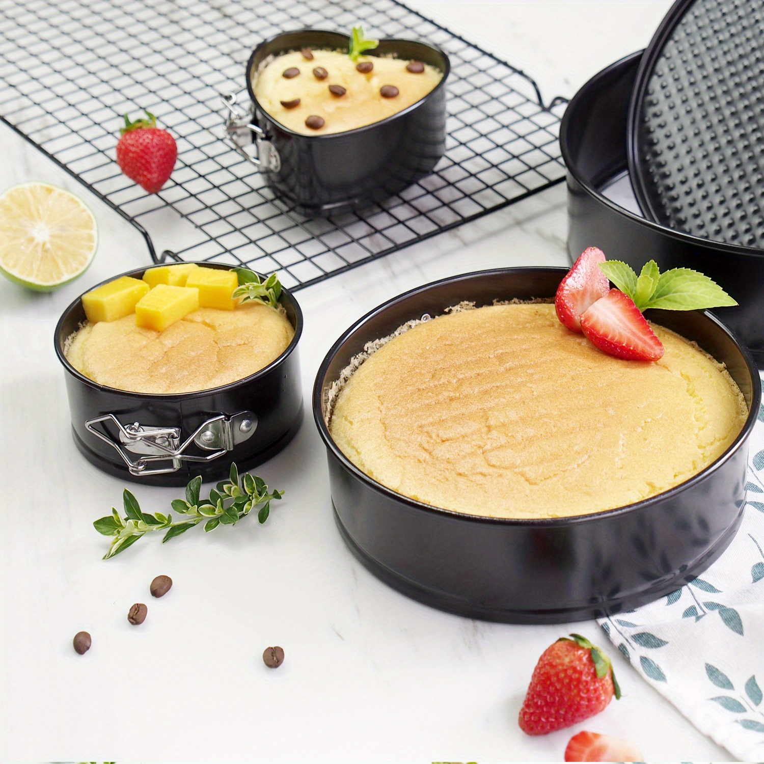 

3pcs Cake Pan Set For Baking, Non-stick Springform Pans (4, 7, 9, 10 Inches), Round Cake Pans, Cheesecake Pan, Leak-proof Cake Baking Pans With Removable Bottom