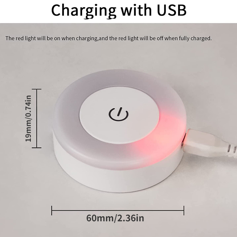 1pc LED Touch Sensor Night Light, 3 Modes USB Rechargeable Magnetic Base Wall Lights, Round Portable Dimming Night Lamp for Room Decor