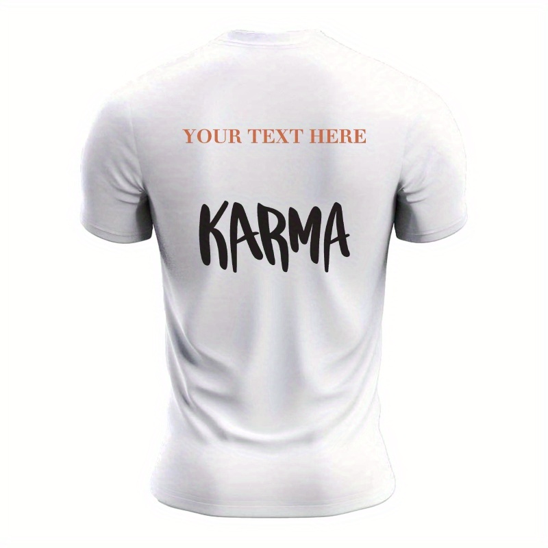 

Customizable Men's T-shirt With High- Personalized Back Text - Casual Polyester Crew Neck Tee For Summer, Machine Washable