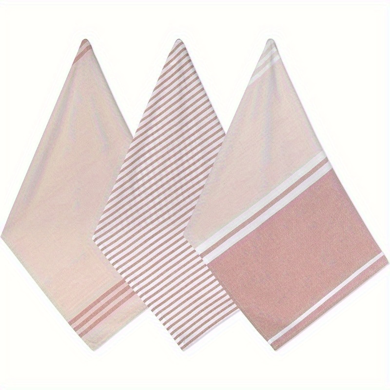 

3pcs, Hand Towels, Simple Style Pink White Stripe Printed Dish Towels, Ultra-fine Microfiber Contemporary Absorbent Dish Cloths, Tea Towels For Cooking, Baking, Housewarming Gift