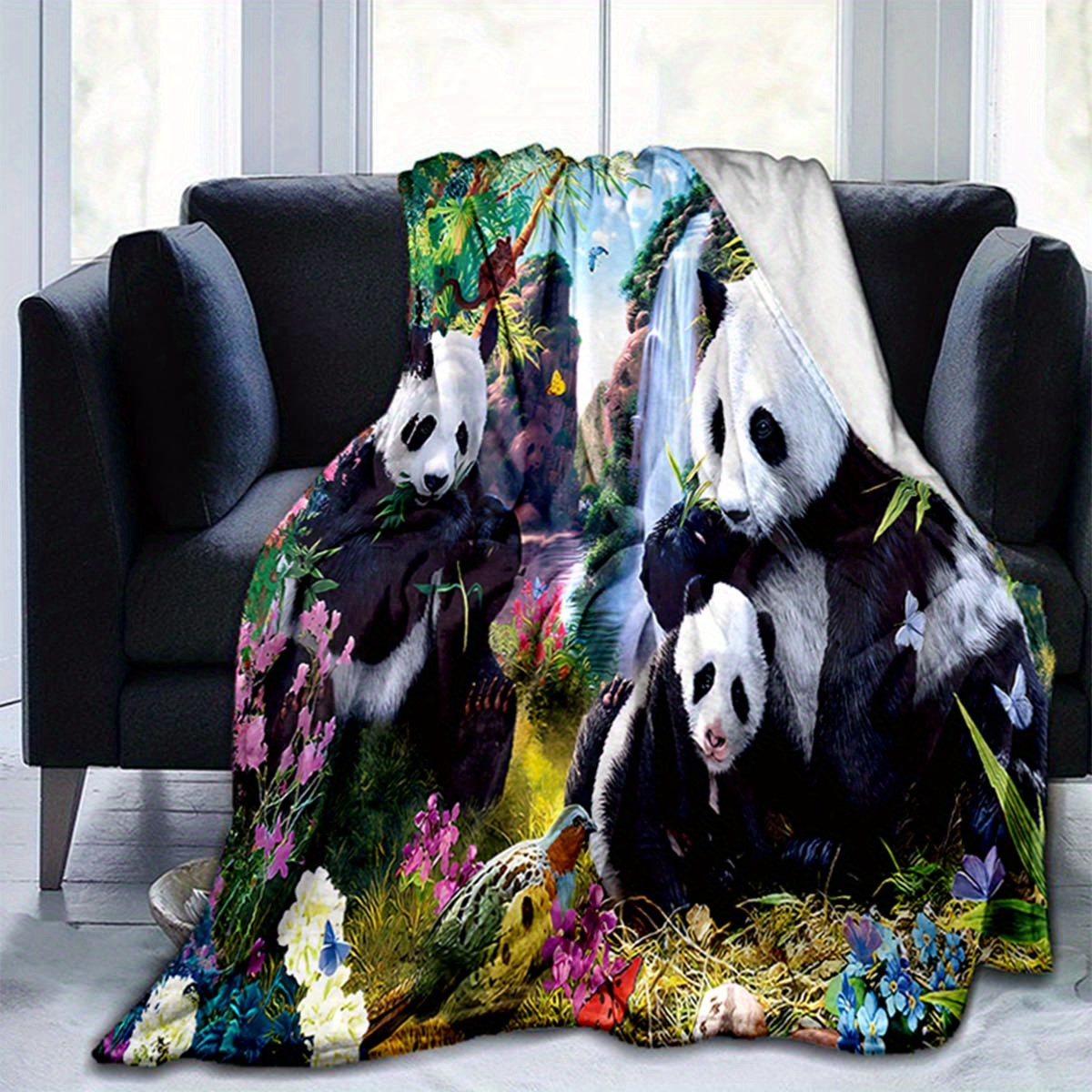 TEMU 3d Panda Soft Flannel Throw Blanket For Living Room/bedroom/rv/car