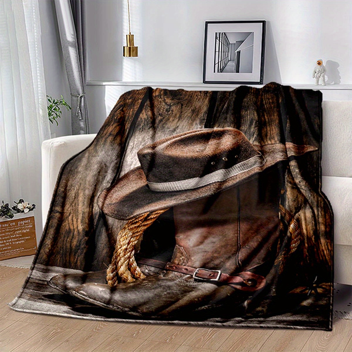 

Old Cowboy Boots Soft Flannel Throw Blanket For Living Room Bedroom Bed Sofa Picnic Cover Decor, Napping Couch Chair Cover For Car Rv