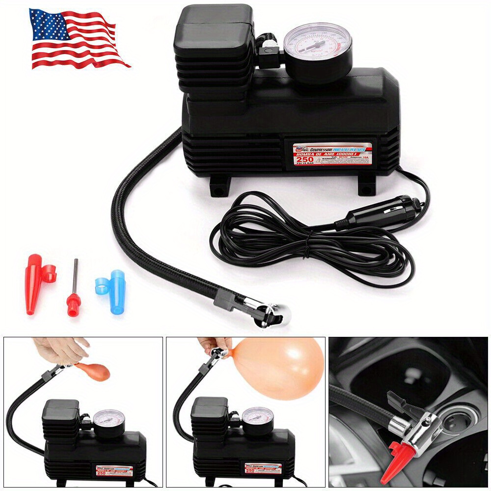 

Heavy Duty 12v Portable 250psi Car Tyre Auto Tire Inflator Pump Air Compressor