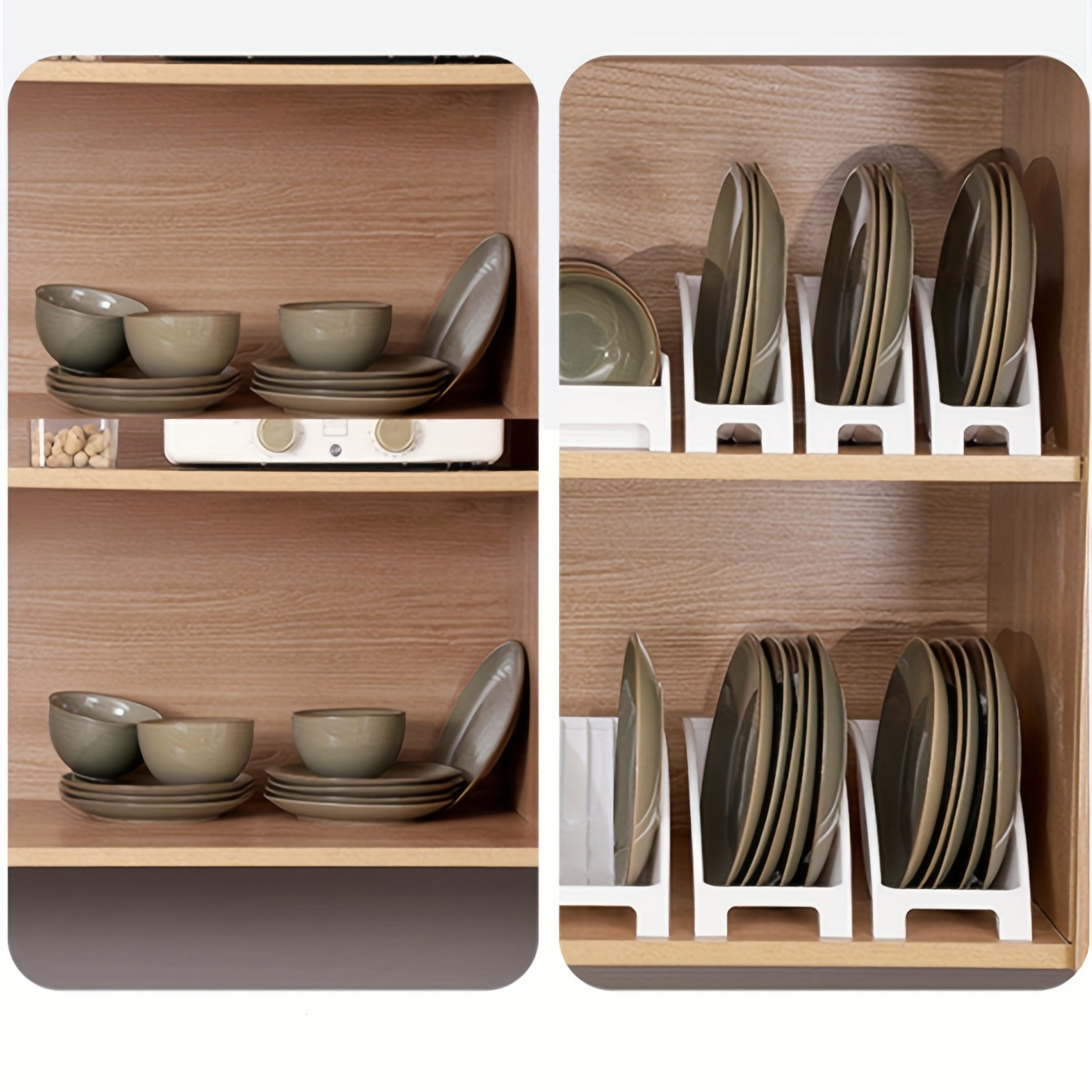 

3pcs Japanese Style Kitchen Storage Rack Set - White Plastic Space-saving Organizer For Bowls, Plates, Dishes & Chopsticks, Counter & Cabinet-friendly Design, For Cafes, Restaurants