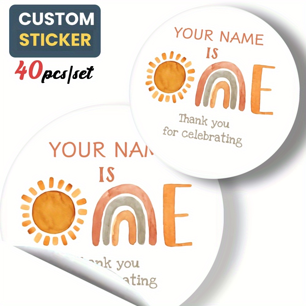 

40pcs/set 4.5cm Large Custom Birthday Name Stickers Personalized Stickers Party Stickers Personalized Round Favor Stickers Gift Tags For