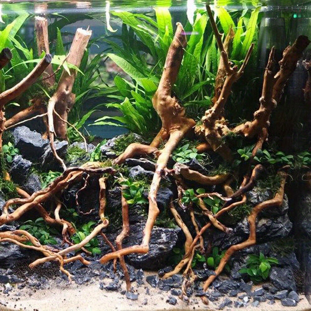 

1pc Artificial Driftwood Roots For Aquarium Fish Tank, Beach Theme Faux Rattan Decoration, No Power Naturalistic Gardens & Topiary Scenery Accents