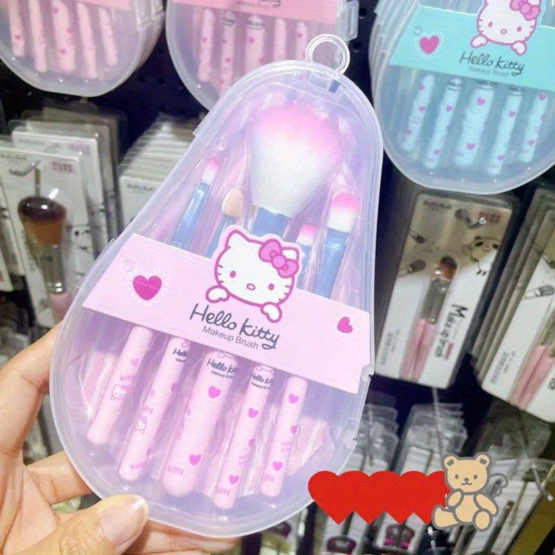 

Hello Kitty Makeup Brush Set, Cosmetic Beauty Tools With Blush, Eyebrow, Lip, Eyeshadow Brushes, Anime Gift In Box