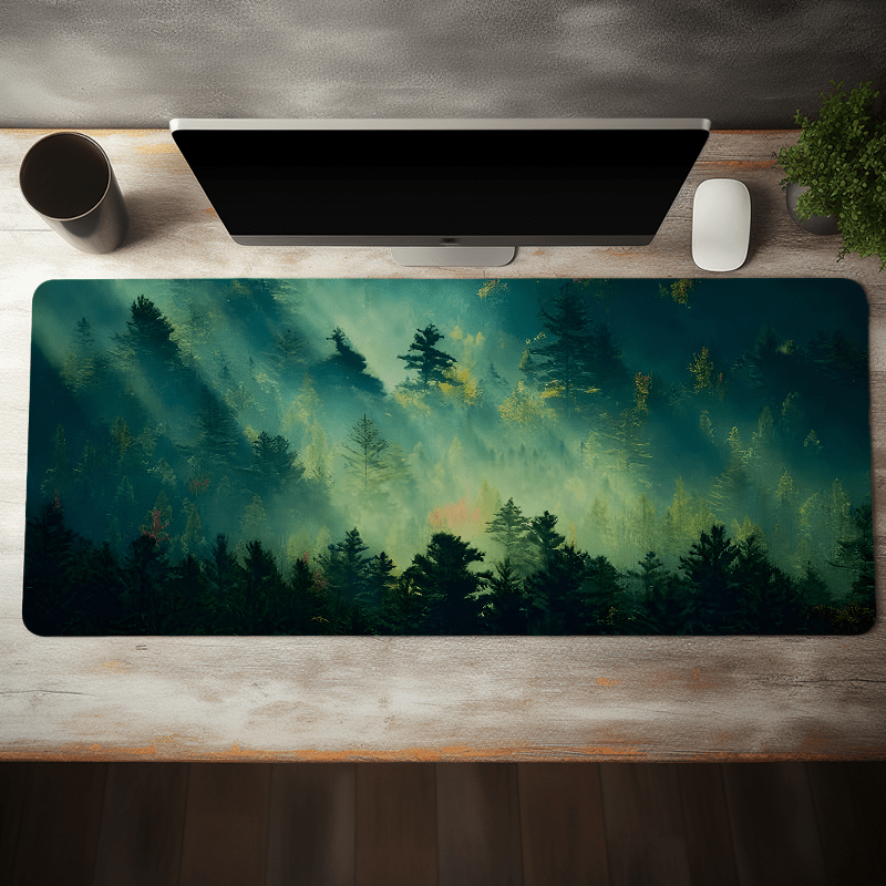 

Green Forest Large Mouse Pad Non Slip Computer Desk Mat, Computer Hd Keyboard Pad Rubber Base Stitched Edge, Mouse Pad Desk Mat For Home Office