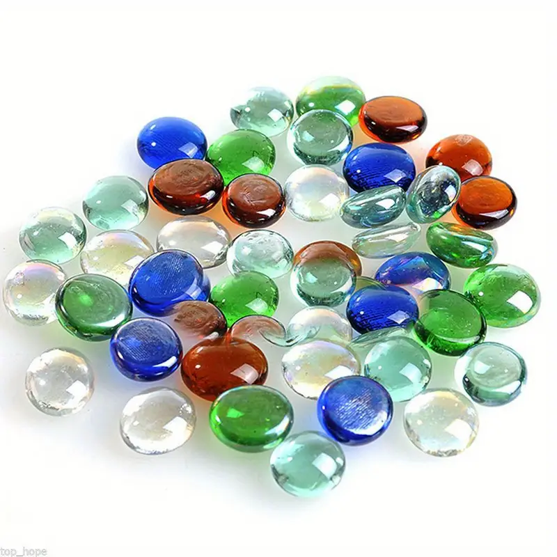 JSMTKJ 100 Pièces Billes Plates en Verre Coloré de 2 cm, Galets de Verre Ornementaux pour Aménagement Paysager des Aquariums, Remplissage de Vase, Décoration de Table JSMTKJ 100 Pièces Billes Plates en Verre Coloré de 2 cm, Galets de Verre Ornementaux pour Aménagement Paysager des Aquariums, Remplissage de Vase, Décoration de Table