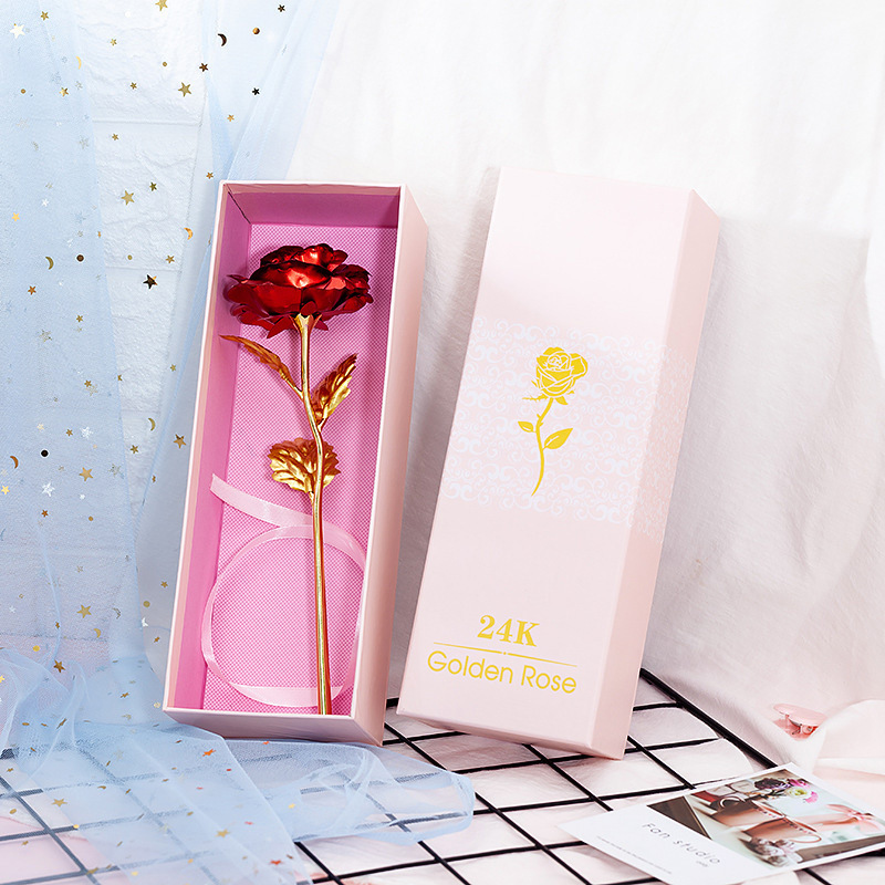 un trandafir de aur floare ve nic trandafir artificial pentru totdeauna trandafir romantic pentru totdeauna cadou de ziua ndr gosti ilor cadou de ziua mamei decor de cas rosu 7
