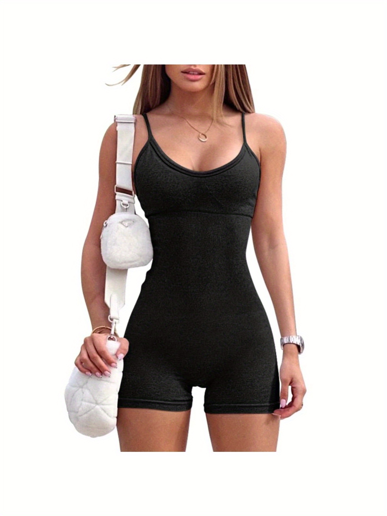 Bodysuit All In One Shorts Jumpsuit Bodysuit Spaghetti Strap