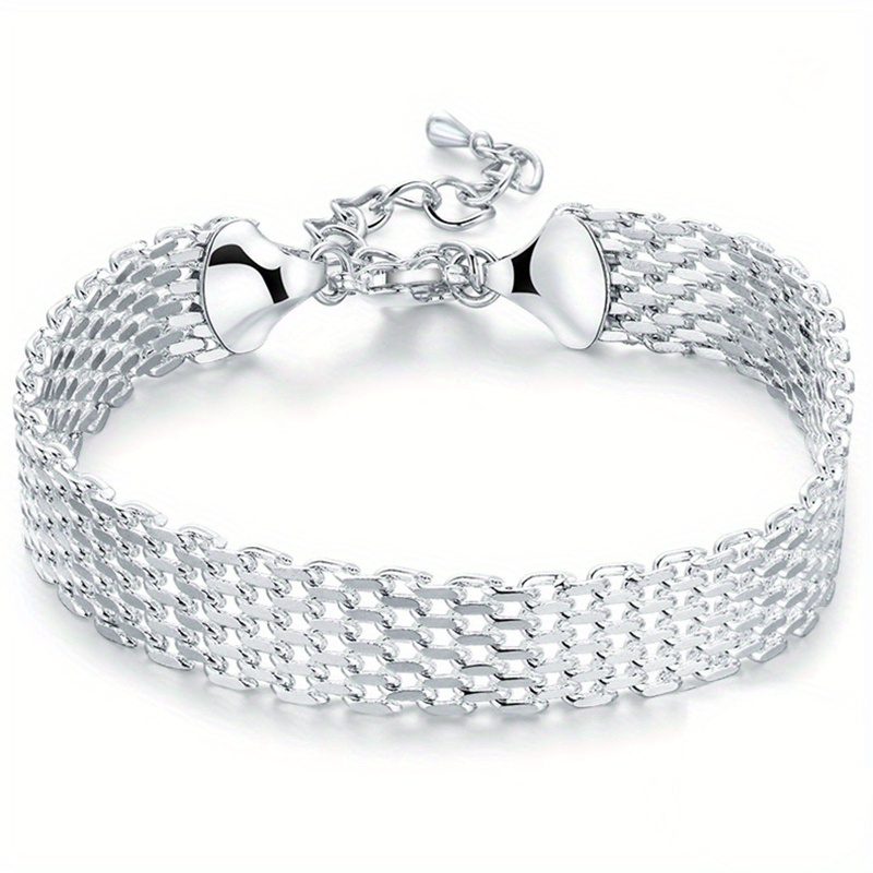 

Stylish 925 Silver Plated Braided Bracelet, For Men Women, Fashion Jewelry Gifts