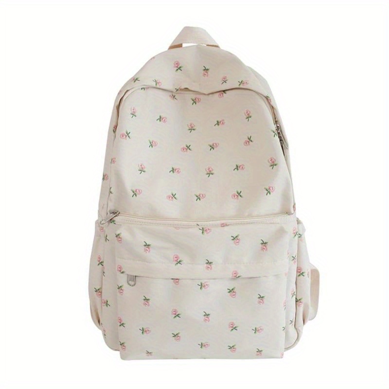 

Cute Floral Print Backpack, Anti-theft Travel Daypack, Casual School Bookbag With Multi Pockets