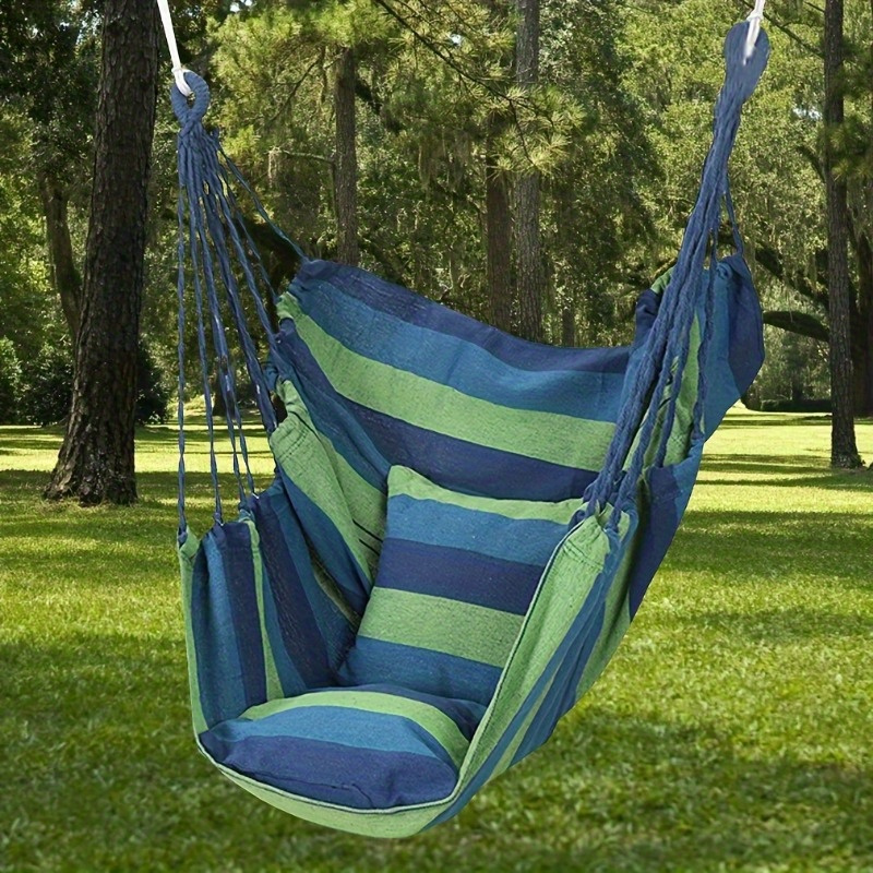 

1pc Portable Hanging Swing Chair, With 2 Pillows, Swing Hammock Chair, Firm Cotton, Comfortable Durable Hammock Chair, Perfect For Outdoor Camping, Home, Bedroom And Yard