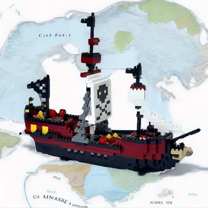 

Pirate Ship Model Micro Particle Assembly Educational Building Blocks