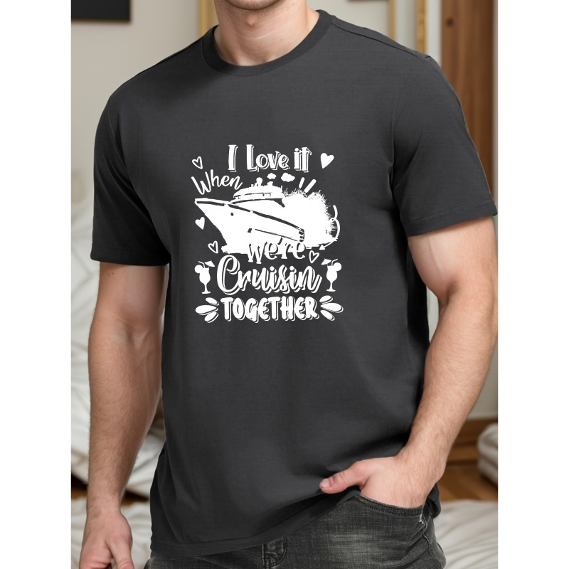 

Cruising Together Print Tee Shirt, Tees For Men, Casual Short Sleeve T-shirt For Summer