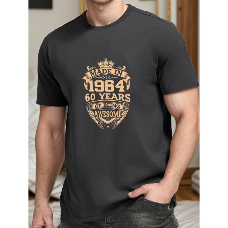 

Made In 1964... Print Tee Shirt, Tees For Men, Casual Short Sleeve T-shirt For Summer