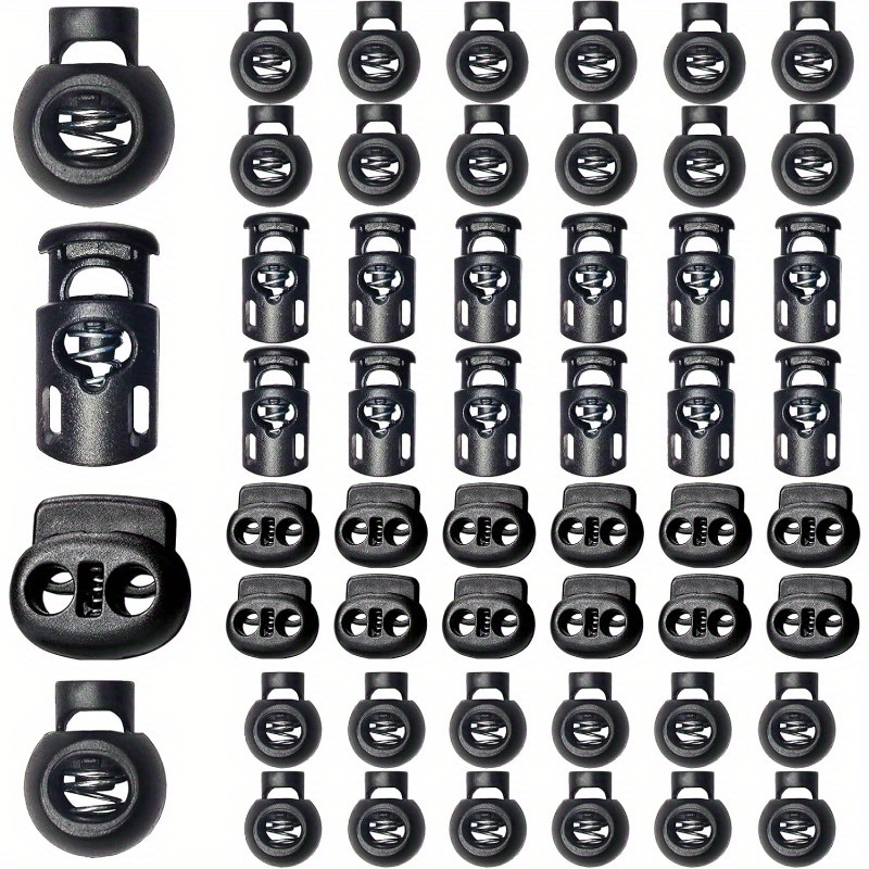 

48-piece Premium Plastic Cord Locks - Durable Drawstring Clips With Spring Toggle Stoppers For Shoelaces, Paracord & More