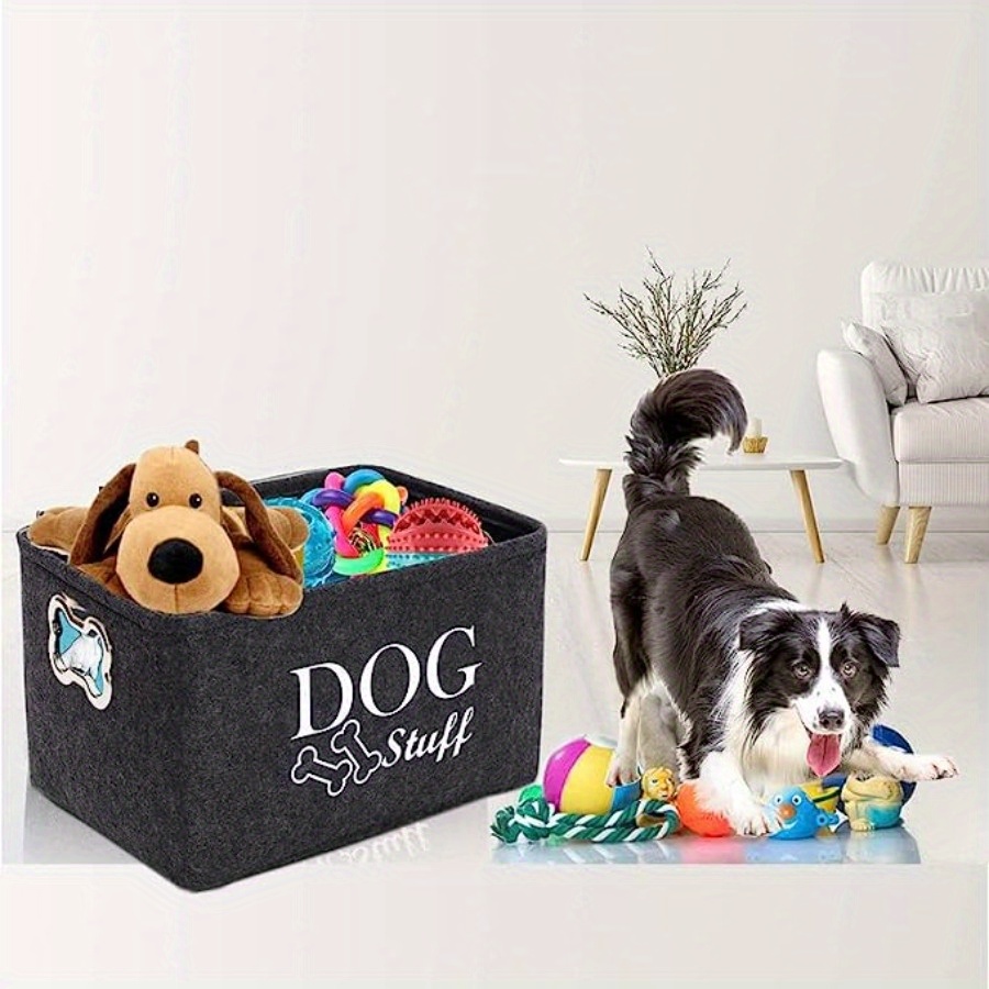 

1pc Boîte à Jouets en Feutre pour Animaux, Boîte à Jouets pour Chiens, Panier de Rangement - Parfait pour Organiser Jouets, Couvertures, Laisse et Nourriture pour Animaux