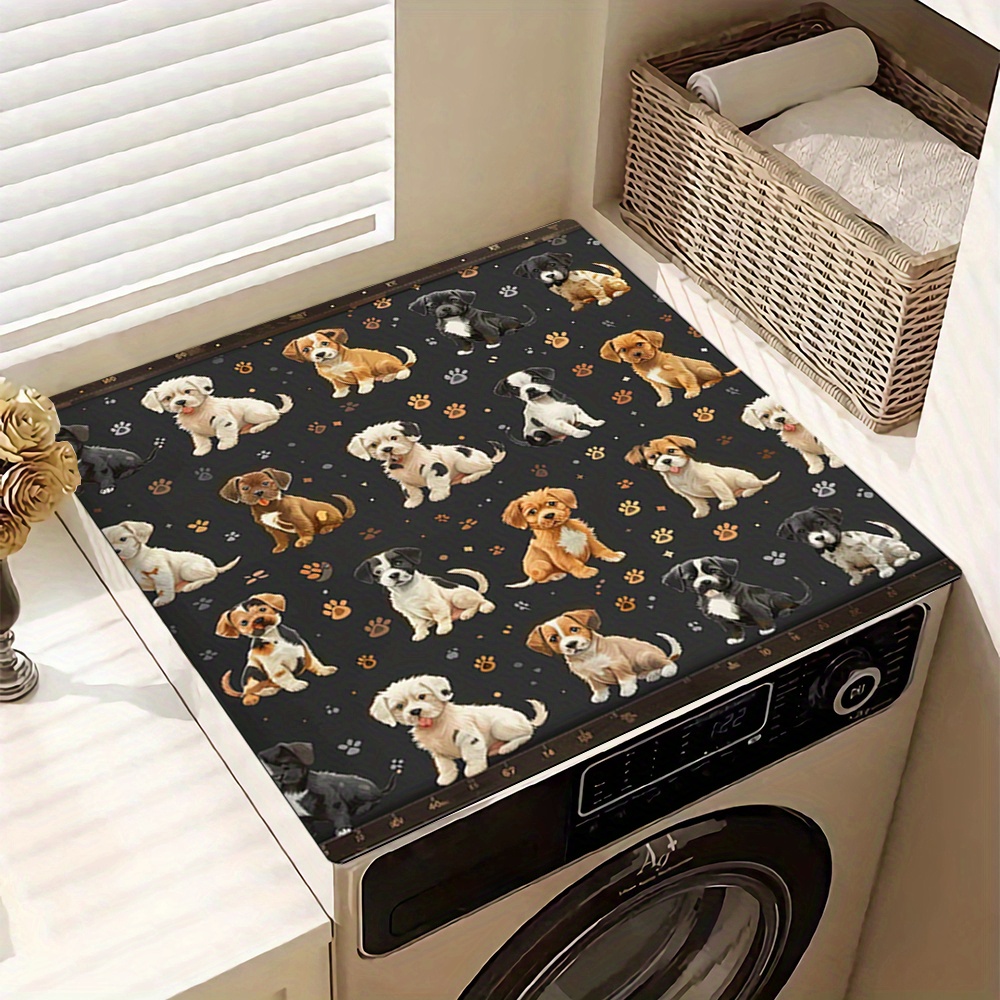 

1pc, Dish Drying Pad, Cute Puppy Printed Washing Machine Dust Cover Mat, Countertop Absorbent Pad, Absorbent Quick Drying Refrigerator Mat, Washstand Cup Mat, Suitable For Laundry Room